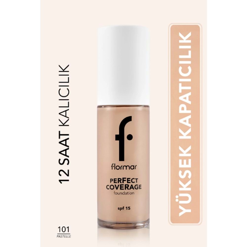 Flormar Perfect Coverage Yoğun Kapatıcı Su Bazlı Fondöten -101 Pastelle