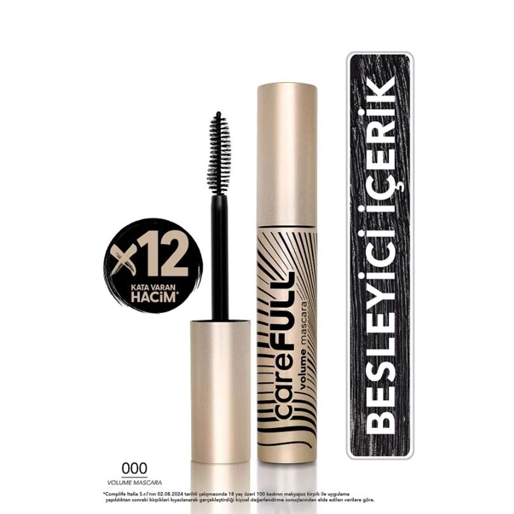 Flormar Hacim Veren Besleyici Maskara (SİYAH) - Carefull Volume - 000 Black