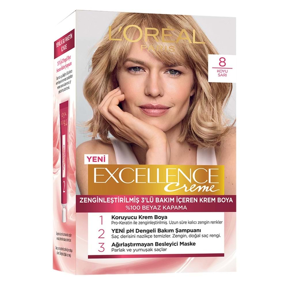 Loreal Paris Excellence Creme 8 Koyu Sarı Saç Boyası