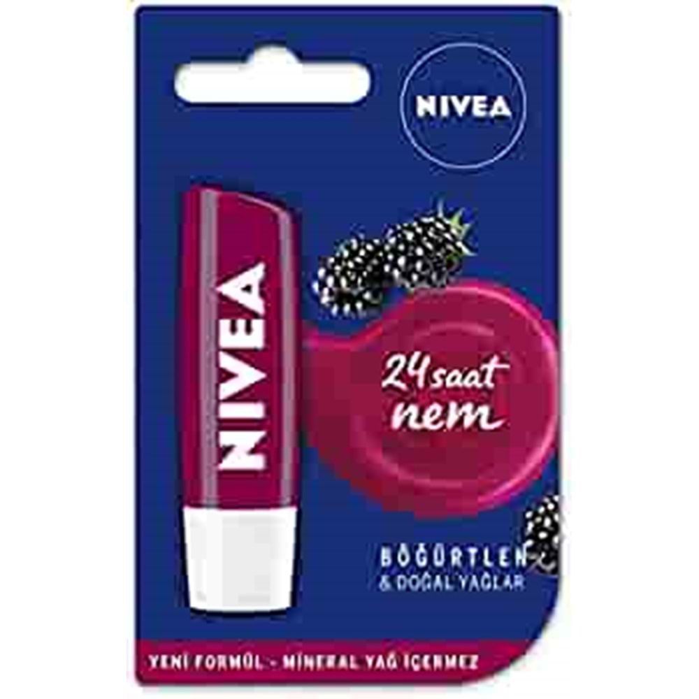 Nivea Böğürtlen Dudak Bakım Kremi 4,8 gr 24 Saat Nem