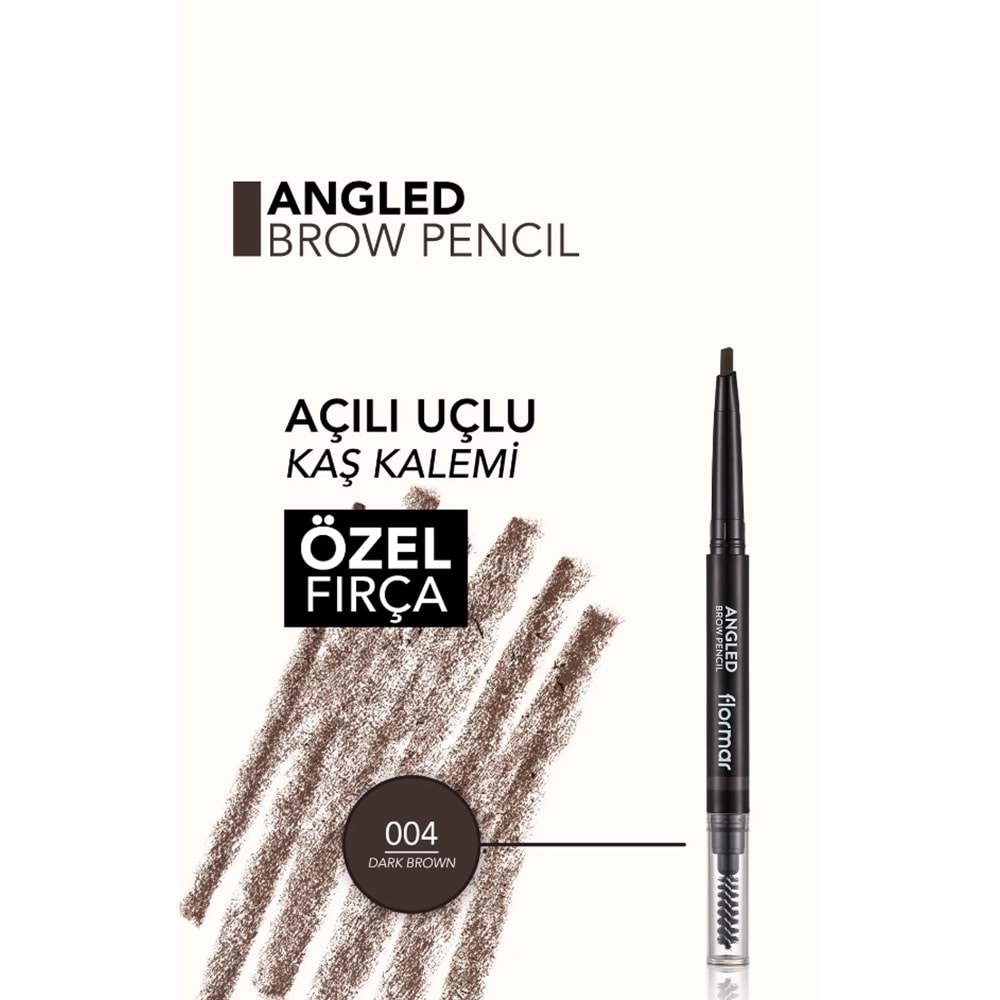 Flormar İki Uçlu Açılı Kaş Kalemi ve Kaş Fırçası Koyu Kahve 004