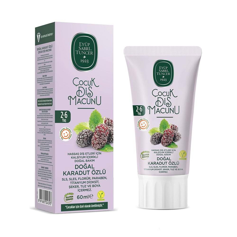 Eyüp Sabri Tuncer Doğal Karadut Özlü 2-6 Yaş Çocuk Diş Macunu 60 Ml