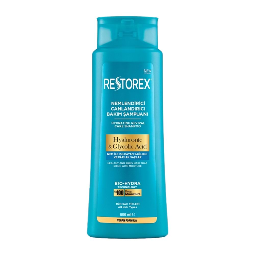 Restorex Hyaluronik Asit, Glikoik Asit Bakım Şampuanı 500 Ml