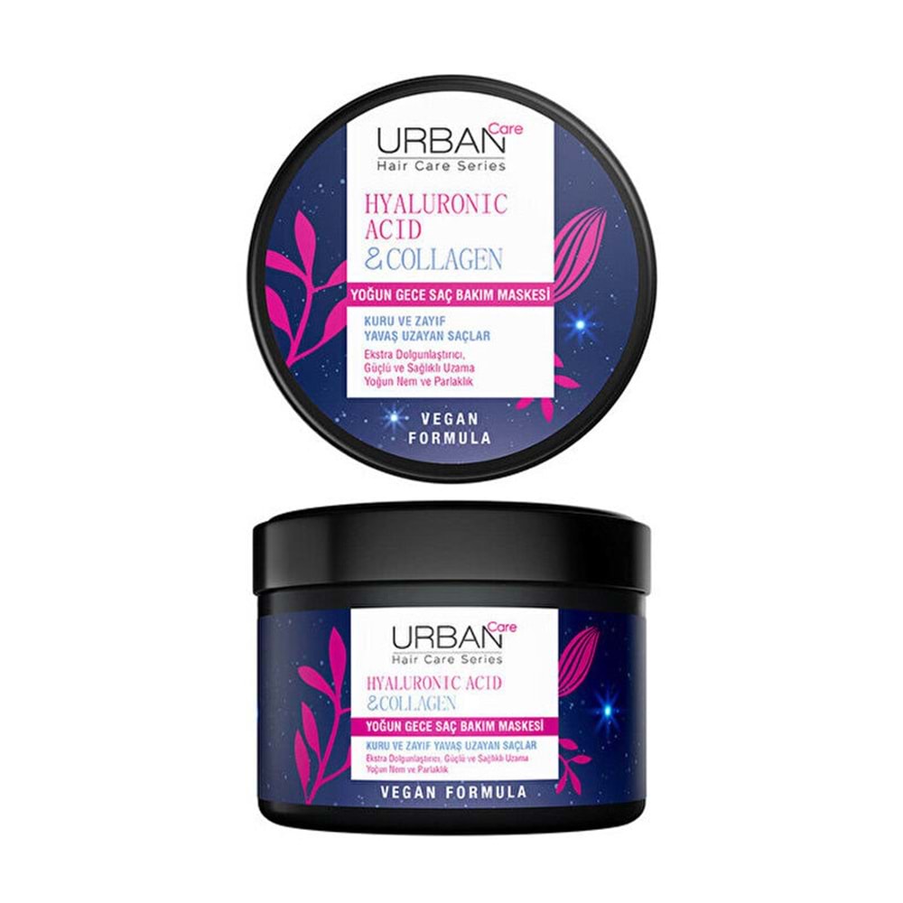 Urban Care Hyaluronik Asit & Kolajen Kuru ve Cansız Saçlara Özel Yoğun Gece Saç Bakım Maskesi-230ml-vegan