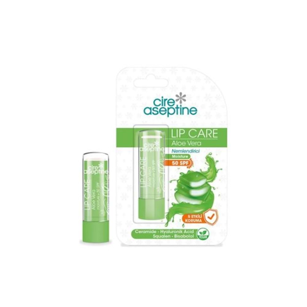 Cire Aseptine Aloe Vera Nemlendirici Renkli Dudak Bakım Kremi