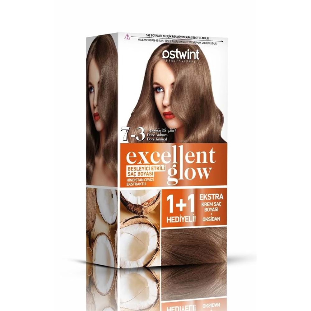 Ostwint Excellent Glow 1+1 Hediyeli Saç Boyası Seti No.7.3 Dore Kumral