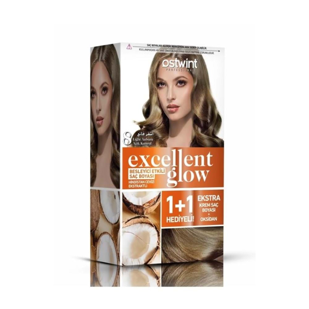 Ostwint Excellent Glow 1+1 Saç Boyası Seti No.8 Açık Kumral