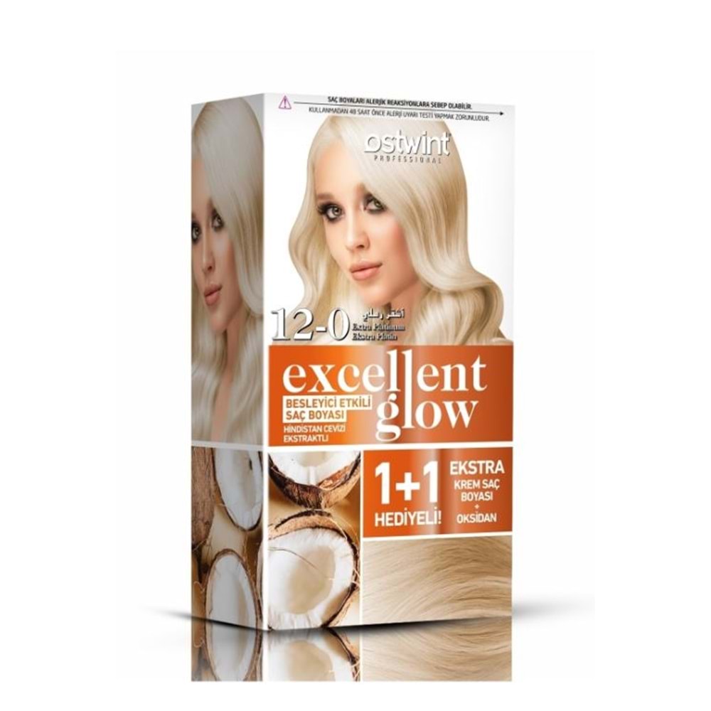 Ostwint Excellent Glow 1+1 Hediyeli Saç Boyası Seti No.12 Extra Platin