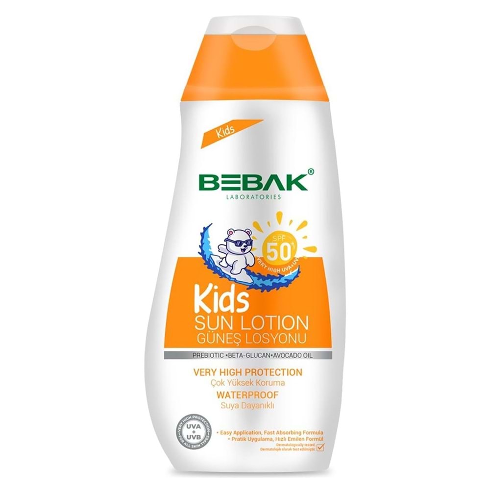 Bebak Spf 50+ Uva/uvb Işınlarına Karşı Yüksek Koruma Etkili Çocuk Güneş Losyonu 200 Ml