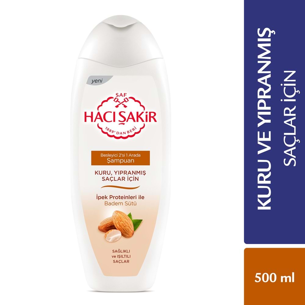 Hacı Şakir Kuru Yıpranmış Saçlar İçin Badem Şampuan 500 Ml