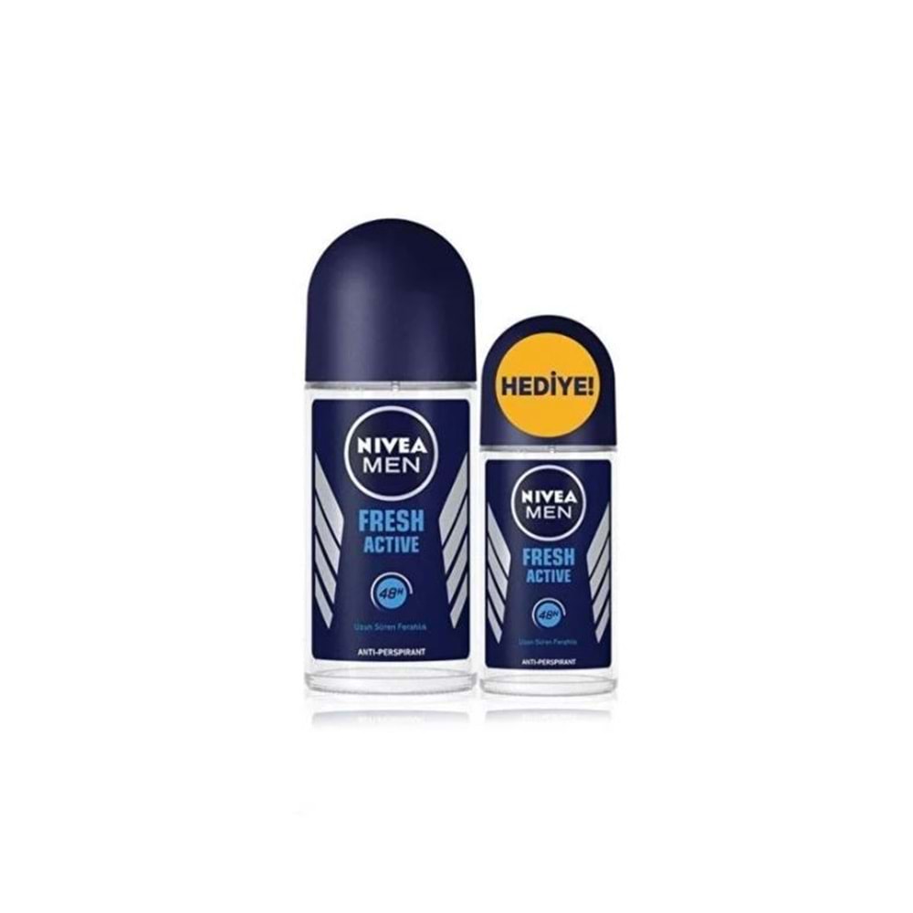 NIVEA Men Fresh Active Roll-On 50+25 ml 2li Paket Erkek Roll-On Deodorant