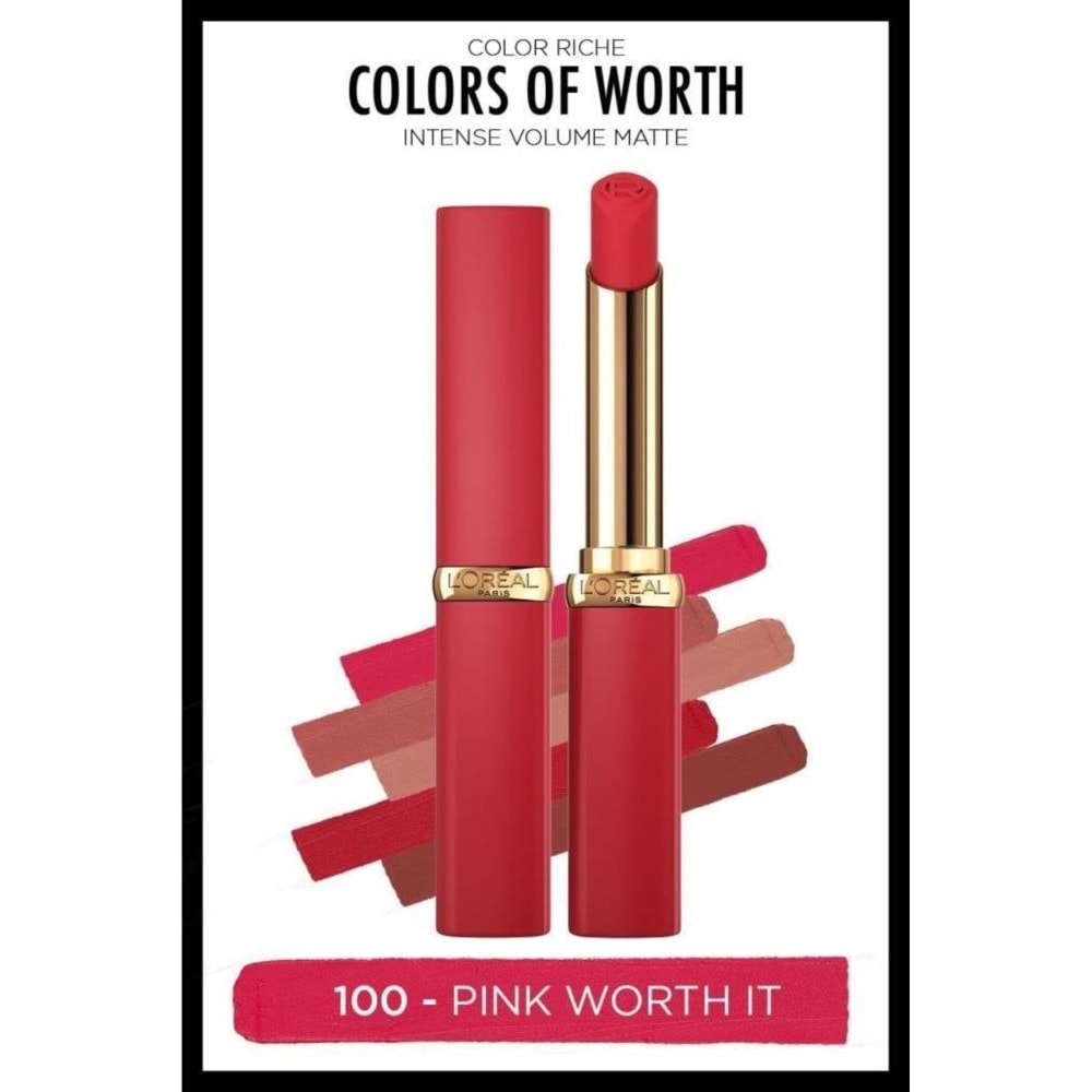LOreal Paris Color Riche Colors Of Worth Intense Volume Matte Ruj - 100 Pink Worth It