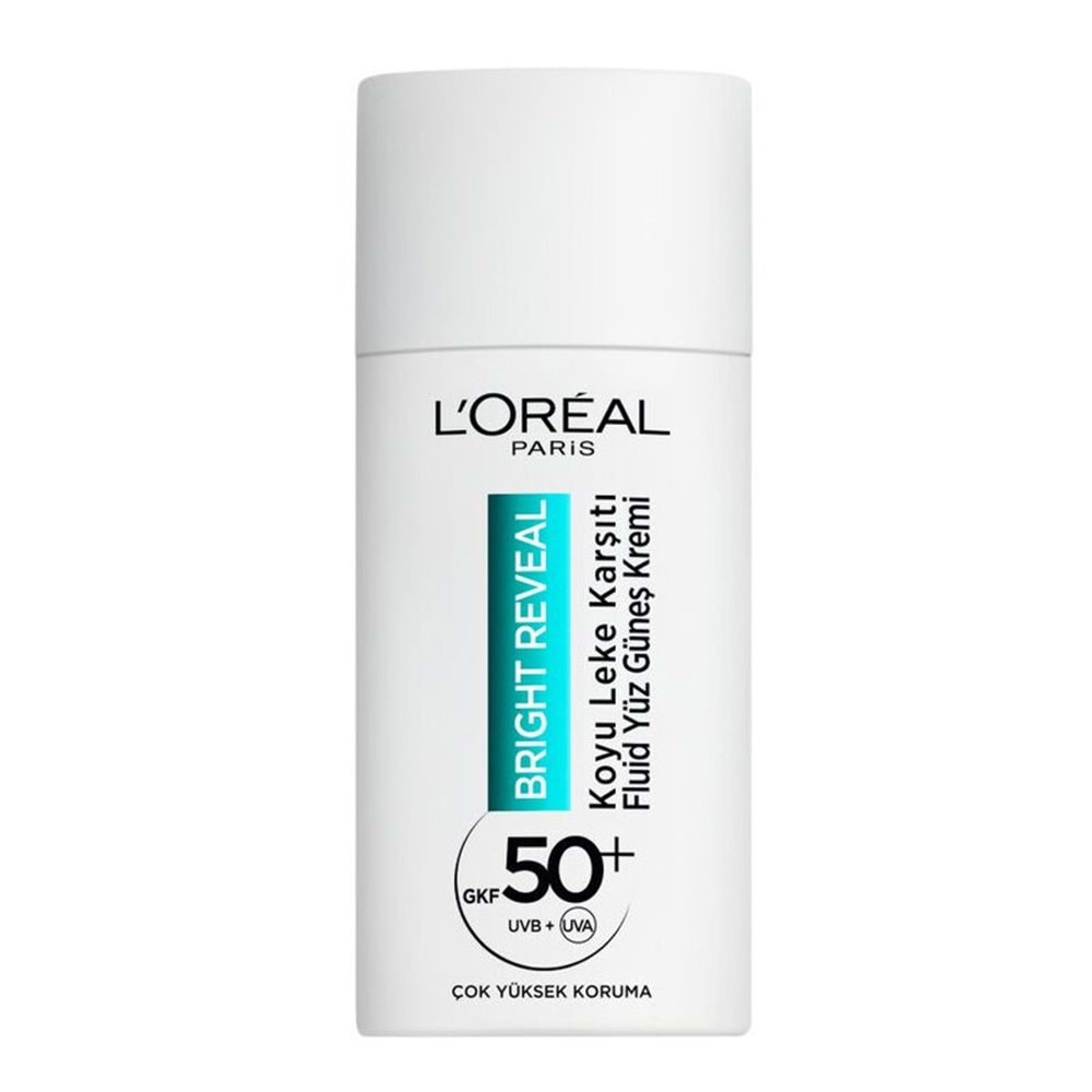 Loreal Paris Bright Reveal Spf 50+ Koyu Leke Karşıtı Fluid Günlük Yüz Güneş Kremi 50ml