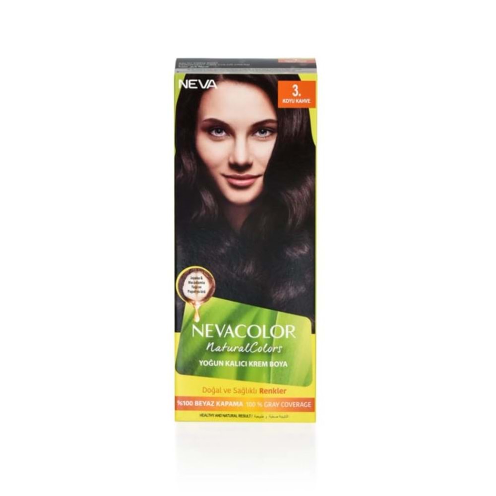 Neva Color Natural Colors Kalıcı Saç Boya Seti 3. Koyu Kahve