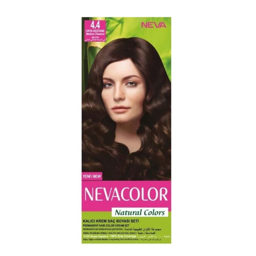 Neva Color Natural Saç Boyası Seti 4.4 Orta Kestane