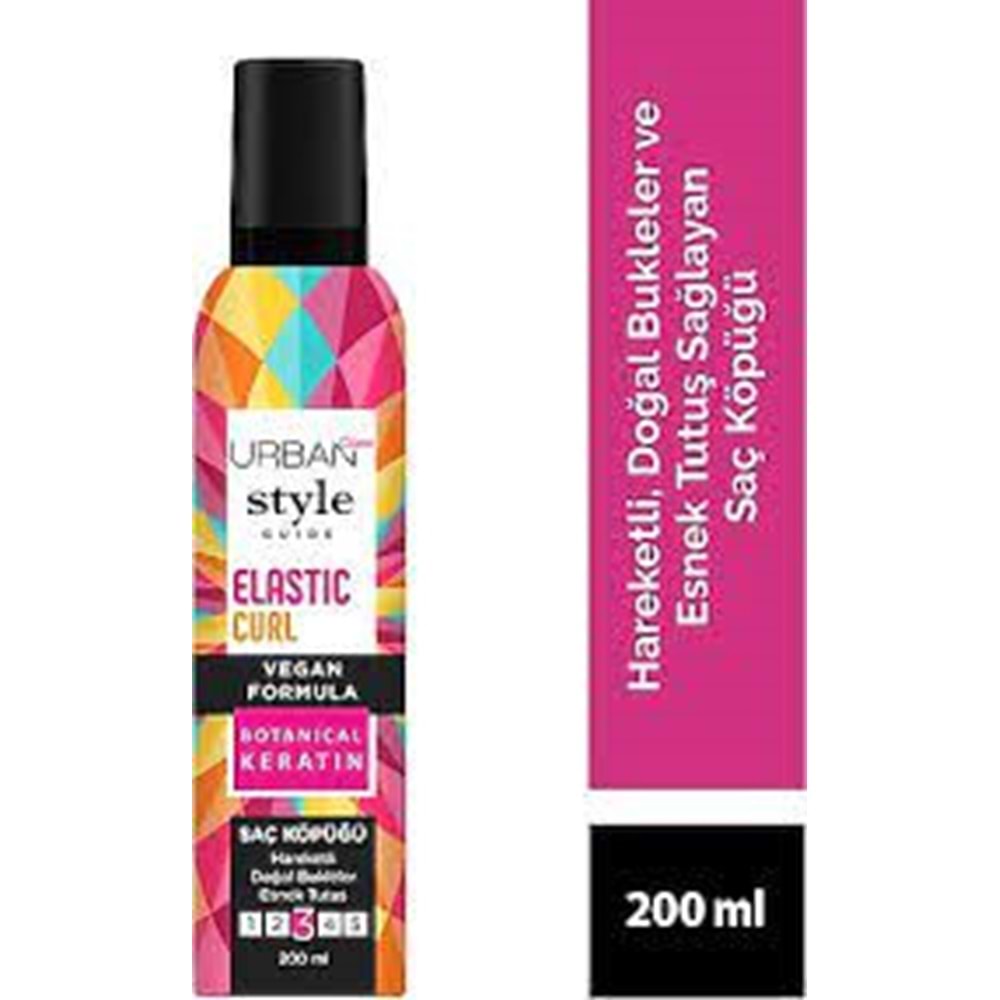 Urban Care Style Guide Elastic Curl Doğal Görünüm Sağlayan Saç Köpüğü-esnek Tutuş-vegan -200 ml