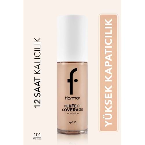 Flormar Perfect Coverage Yoğun Kapatıcı Su Bazlı Fondöten -101 Pastelle