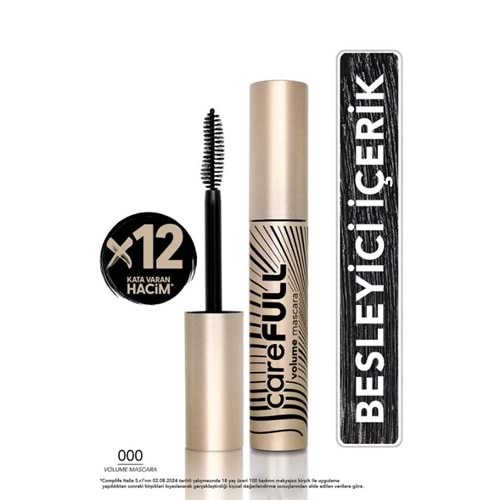 Flormar Hacim Veren Besleyici Maskara (SİYAH) - Carefull Volume - 000 Black