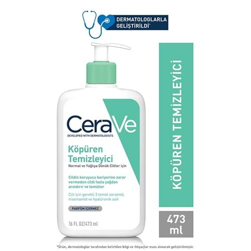 CeraVe Köpüren Temizleyici Seramid Içerikli Normal & Yağlı Ciltler Yüz Vücut 473 ml