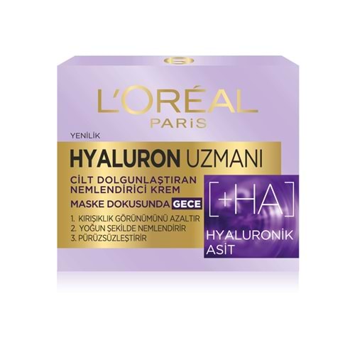 Loreal Paris Hyaluron Uzmanı Cilt Dolgunlaştıran Nemlendirici Krem Gece
