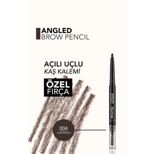 Flormar İki Uçlu Açılı Kaş Kalemi ve Kaş Fırçası Koyu Kahve 004