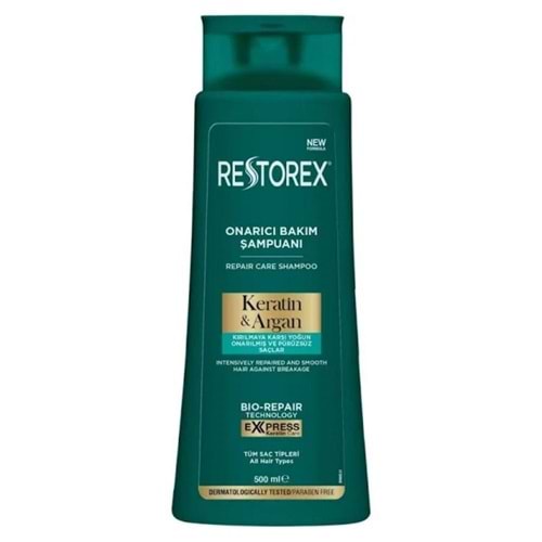 Restorex Kırık Ve Işlem Görmüş Saçlar Için Onarıcı Keratin Argan Bakım Şampuanı 500 ml