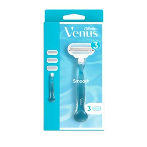 Gillette Venüs Smooth Kadın Tıraş Makinesi 3 Yedek Tıraş Bıçağı
