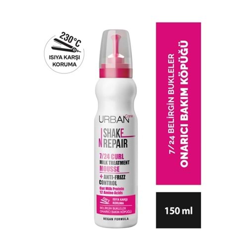 Urban Care Shake N Repair 7/24 Kabaran ve Bukleli Saçlara Özel Saç Bakım Köpüğü 150 ml-vegan