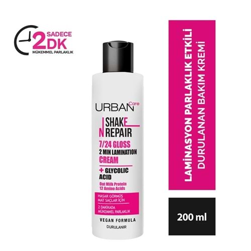 Urban Care Shake N Repair 7/24 Gloss Laminasyon Parlaklık Etkili Durulanan Bakım Kremi 200 ml-vegan