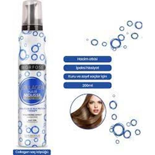 Morfose Collagen Saç Köpüğü Hacim Etkisi/ipeksi Hissiyat saç köpüğü mavi 200ml