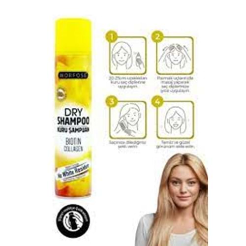 Morfose Kuru Şampuan Açık Renkli Saçlar Için Biotin+collagen Içerikli Kalıntı Bırakmaz 200 ml