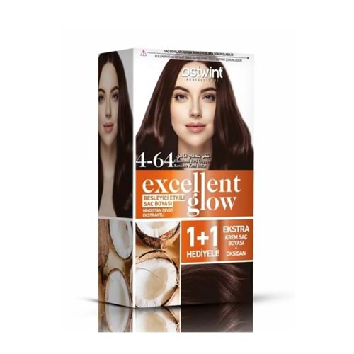 Ostwint Excellent Glow 1+1 Hediyeli Saç Boyası Seti No.4.64 Kestane Kızıl Bakır