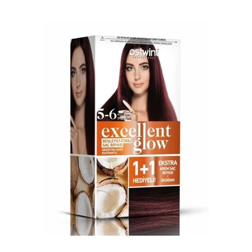 Ostwint Excellent Glow 1+1 Hediyeli Saç Boyası Seti No.5.6 Şarap Kızıl