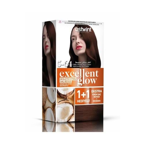 Ostwint Excellent Glow 1+1 Hediyeli Saç Boyası Seti No.5.64 Açık Kestane Kızıl Bakır