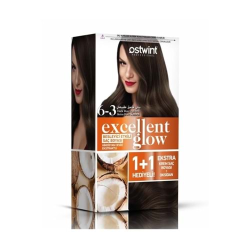 Ostwint Excellent Glow 1+1 Hediyeli Saç Boyası Seti No.6.3 Koyu Kumral Dore