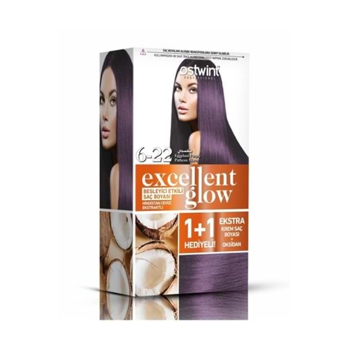 Ostwint Excellent Glow 1+1 Hediyeli Saç Boyası Seti No.6.22 Patlıcan Moru