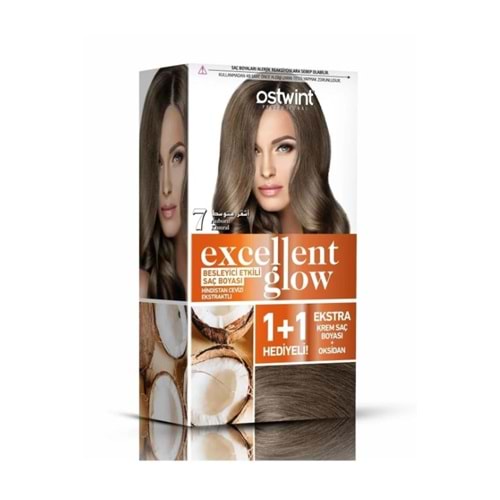 Ostwint Excellent Glow 1+1 Hediyeli Saç Boyası Seti No.7 Kumral