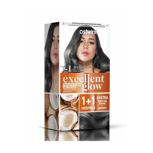 Ostwint Excellent Glow 1+1 Saç Boyası Seti No.7.1 Küllü Kumral