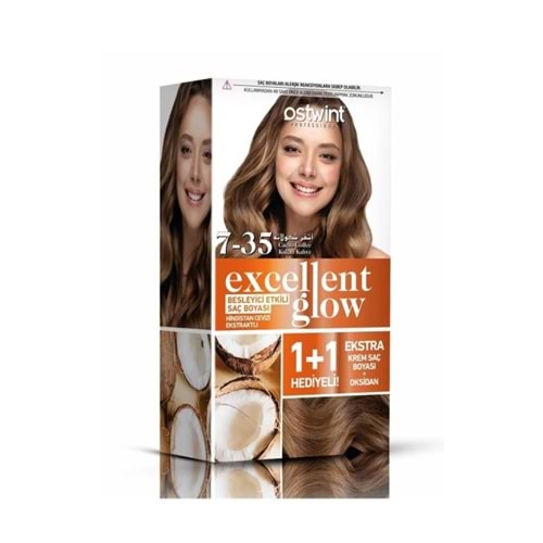 Ostwint Excellent Glow 1+1 Hediyeli Saç Boyası Seti No.7.35 Kakao Kahve