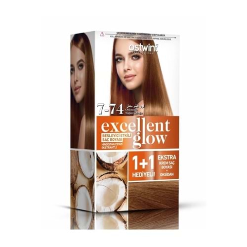 Ostwint Excellent Glow 1+1 Hediyeli Saç Boyası Seti No.7.74 Soğan Kabuğu