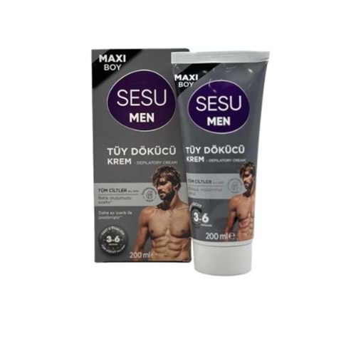 Sesu Men Maxi Boy Tüm Cilt Tipleri Için Erkek Tüy Dökücü Kremi 200 ml