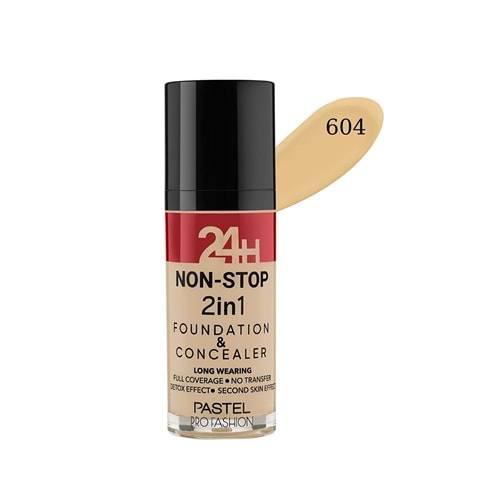 Pastel Profashion 24h Non-stop 2in1 Fondöten Ve Kapatıcı 604 Vanilla