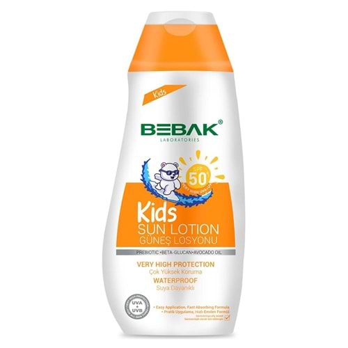 Bebak Spf 50+ Uva/uvb Işınlarına Karşı Yüksek Koruma Etkili Çocuk Güneş Losyonu 200 Ml