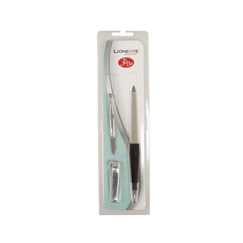 Lionesse 3'lü Manikür Seti 5112 (cımbız+törpü+tırnak Makası)LIONESSE ÜÇLÜ SET 5112