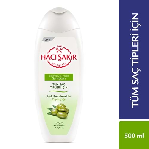 Hacı Şakir Tüm Saç Tipleri için Zeytinyağı Şampuan 500 Ml