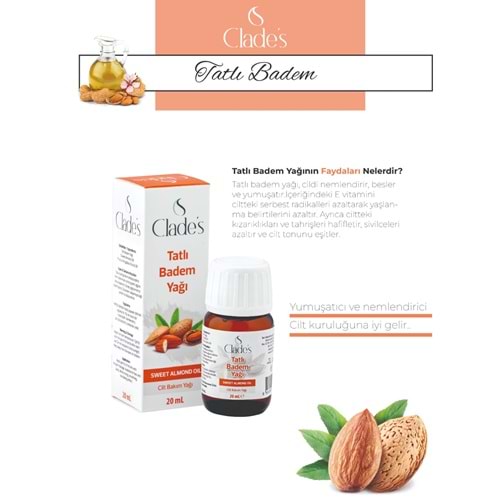Clades Tatlı Badem Yağı 20 Ml
