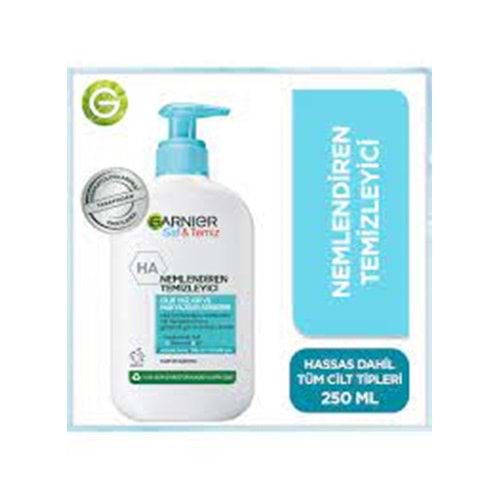 Garnier Saf& Temiz Nemlendiren Hyaluronik Asit Seramid Kil Yüz Temizleme Jeli 250 ml