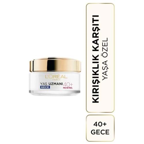 Loreal Paris Yaş Uzmanı 40+ Kırışıklık Karşıtı Sıkılaştırıcı Gece Kremi 50ml