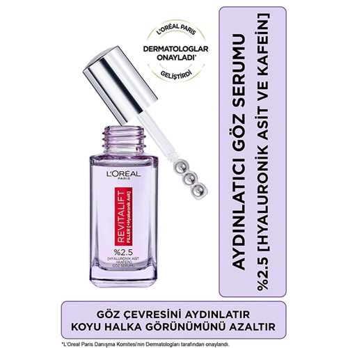 LOreal Paris Revitalift Filler Aydınlatıcı Göz Serumu 20ml