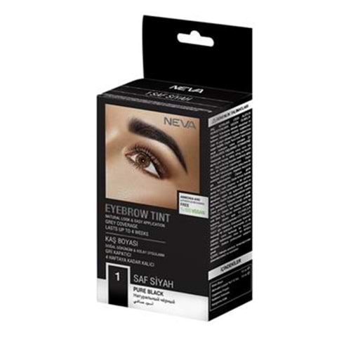 Neva Eyebrow Tint Vegan Kaş Boyası Seti 1 Saf Siyah